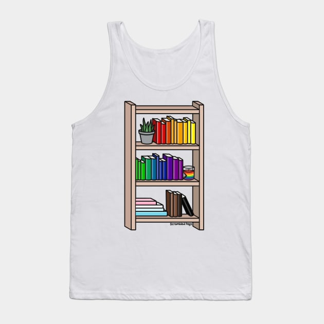 Progress Pride Rainbow Bookcase Tank Top by scrambledpegs